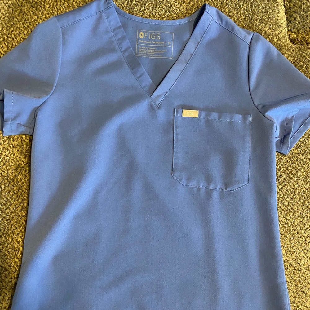 Discontinued Denim Blue Figs Top XS